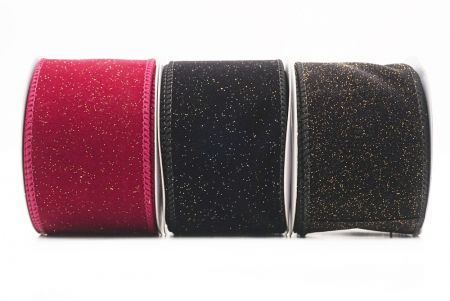 Sparkling Solid Color Glitter Wired Ribbon_KF9785 (1)